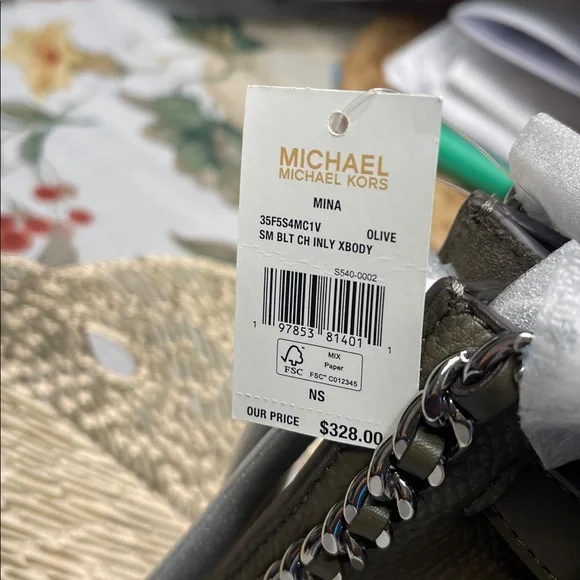 Michael Kors Olive Crossbody Bag with Chain Detail - Picture 5 of 5